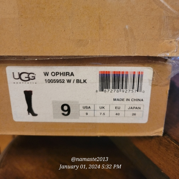 Ugg Ophira Suede Over The Knee Boots Lamb Fur Cuff Designer Heeled Boot #680 - Picture 13 of 17